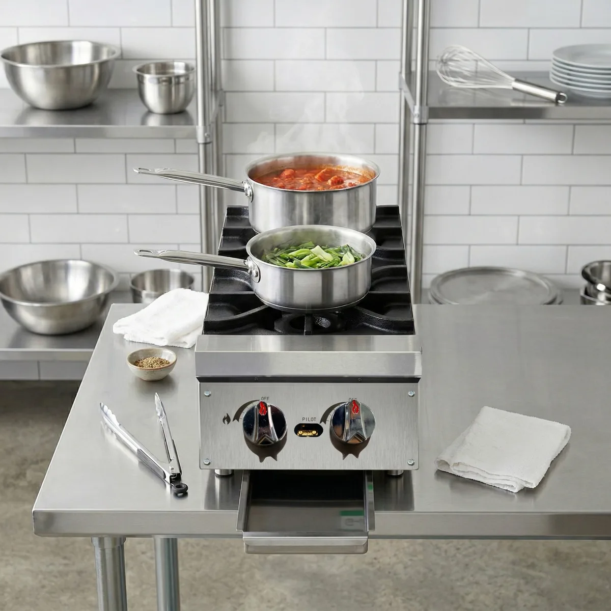 Estufa de Mesa Industrial a Gas · 2 Quemadores — Cocina Industrial | Fuller Machinery Colombia