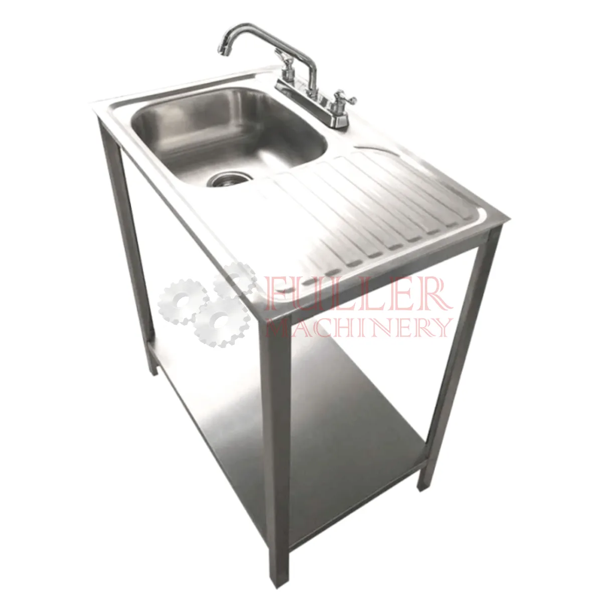 Fregadero Industrial de Acero Inoxidable 304 · Espaldar + Entrepaño · 120x60 cm — foto 2 de 2 | Fuller Machinery Colombia